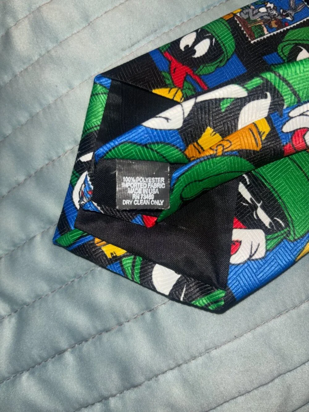 Looney Tunes Marvin Martian Neck Tie 1997 Vintage Cartoon Stamp Print 52.5